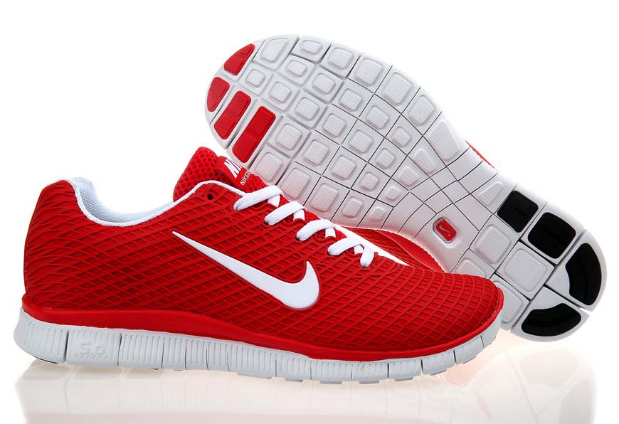 Nike Free 5.0 Chaussures De Course Legeres Mens Nouveau Blanc Rouge